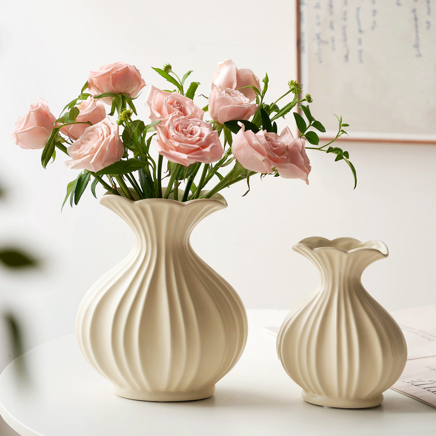 百搭简约小众复古陶瓷花瓶客厅水养鲜花插花餐桌装饰品摆件高级感,淘宝优惠券,粉丝福利购,淘宝优惠卷