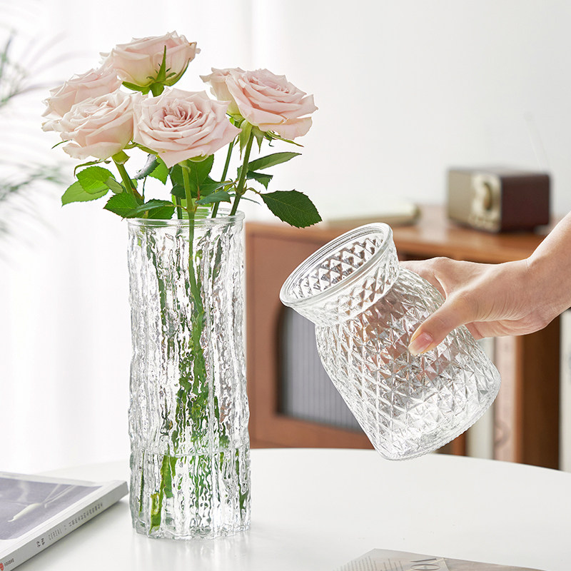 简约现代北欧玻璃花瓶透明水养玫瑰百合富贵竹插花瓶客厅餐桌摆件,淘宝优惠券,粉丝福利购,淘宝优惠卷