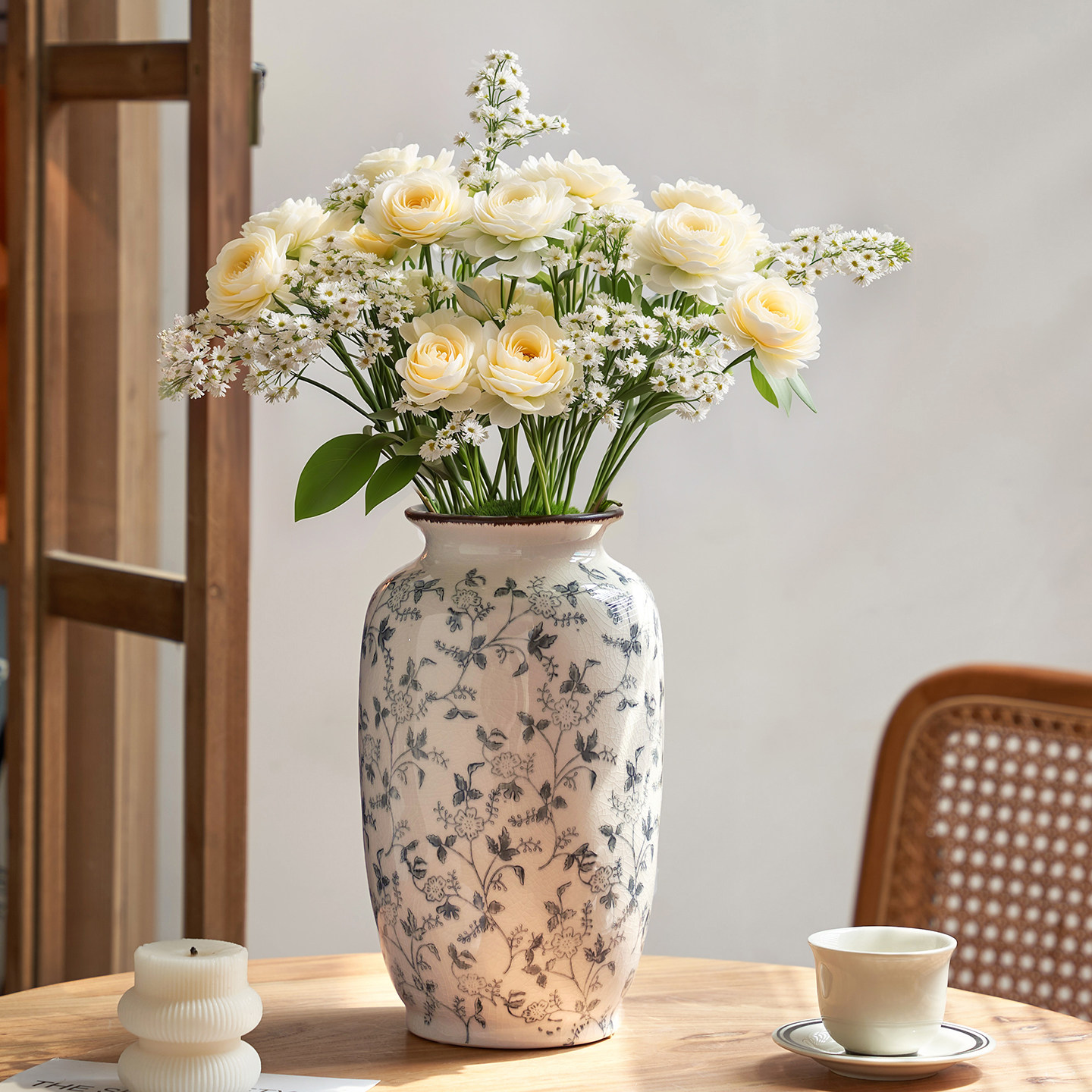古典创意水墨设计复古陶瓷花瓶水培插花客厅酒店装饰品摆件新中式,淘宝优惠券,粉丝福利购,淘宝优惠卷