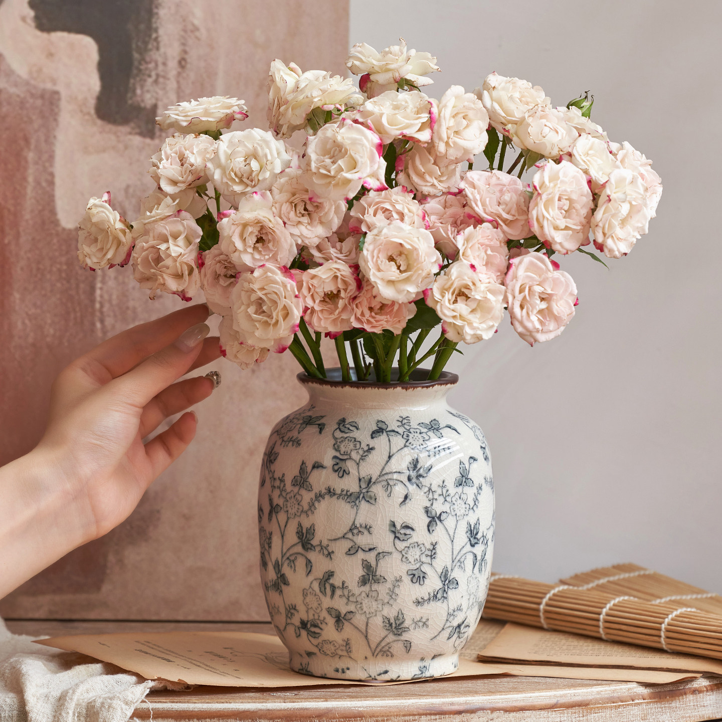 古典创意水墨设计复古陶瓷花瓶水培插花客厅酒店装饰品摆件新中式,淘宝优惠券,粉丝福利购,淘宝优惠卷