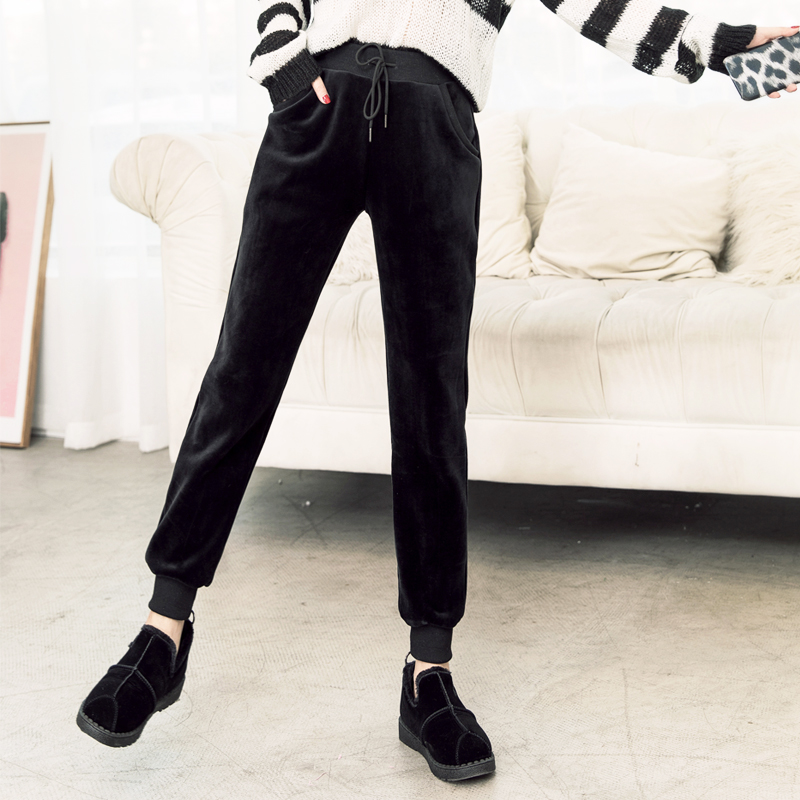 超柔金丝绒裤子秋冬加绒休闲运动裤 奈尔绮休闲裤