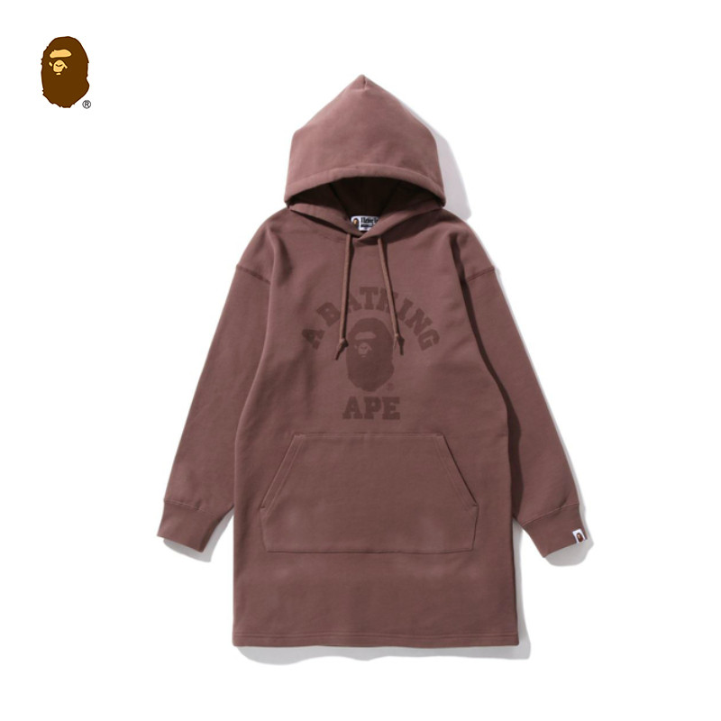 BAPE女装秋冬猿人字母印花连帽卫衣连衣裙235503H
