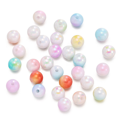 优质高亮亚克力双色渐变镀彩珠散珠diy手链手串手机链串珠材料 - 图0