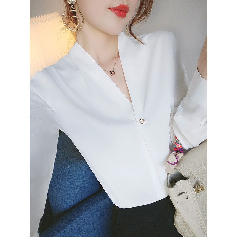 尚维洛雪纺女设计感小众秋装白衬衫 尚维洛衬衫