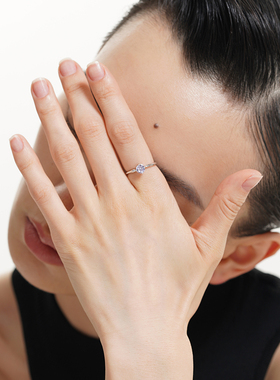 天然紫水晶戒指925纯银女