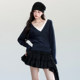 Fragileheart fragile store lazy style bat sleeve v-neck sweater early autumn versatile long-sleeved top