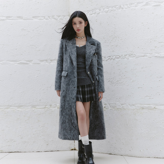 【王艺瑾同款】易碎商店·融冬雪松韩系高级长款羊毛大衣毛呢外套