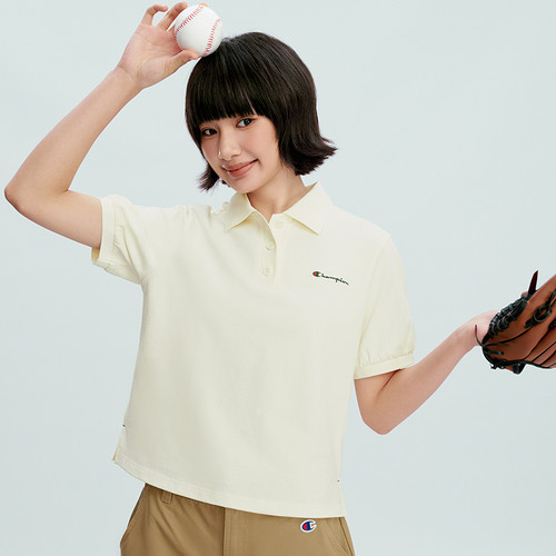 Champion冠军T恤女2026夏季新款纯色基础POLO衫休闲翻领短袖上衣 - 图2