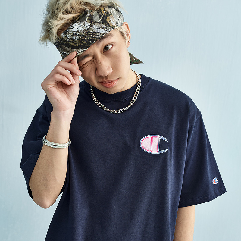 Champion冠军T恤女2025夏季新款刺绣纯棉情侣圆领运动短袖上衣男,淘宝优惠券,粉丝福利购,淘宝优惠卷