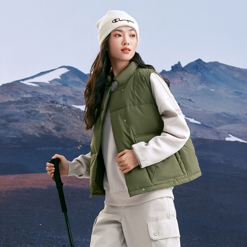 Champion冠军羽绒马甲女冬季简约保暖立领加厚休闲无袖外套潮流,淘宝优惠券,粉丝福利购,淘宝优惠卷