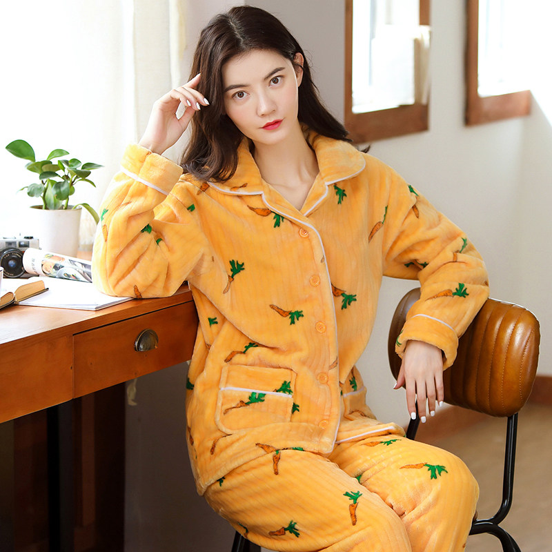 冬季珊瑚绒甜美可爱长袖睡衣 万安娜睡衣/家居服套装