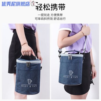 Round insulated bucket Lunch box bag thickened large capacity lunch bag handbag students office worker lunch bag