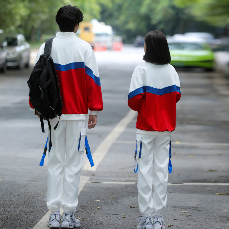 高货速发中小学生运动会开幕式班服卫衣套装中国风初中生红歌大合