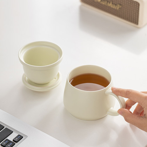 泡茶杯茶水分离马克杯个人专用陶瓷茶咖杯办公室水杯高颜值伴手礼 - 图3