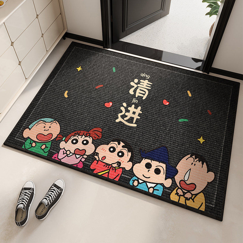 蜡笔小新地垫入户门垫高级黑色进门门口入门脚垫耐脏防滑玄关地毯,淘宝优惠券,粉丝福利购,淘宝优惠卷