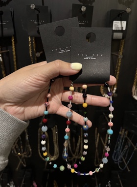 nyunyu可爱彩色圆球串珠项链