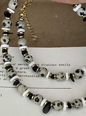 斑点石黑碧玺手工串珠项链手链