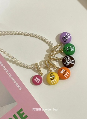 韩国代购糖果巧克力m豆项链吊坠