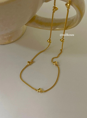 韩国925纯银小爱心叠戴锁骨链