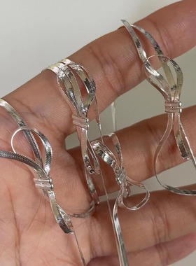 韩国纯银蛇骨链蝴蝶结项链甜美