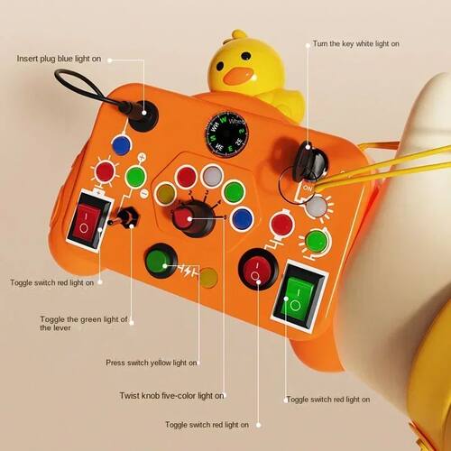Montessori Busy Board Sensory Toys Cartoon with LED Light Sw - 图3