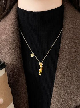 古里雅沙金锦鲤吊坠项链高级感