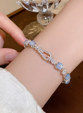 古里雅满钻爱心马蹄扣手链高级感