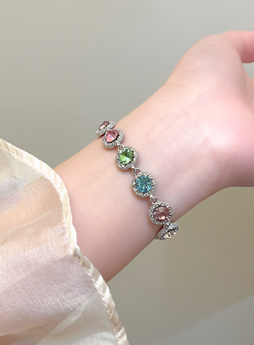 古里雅彩色锆石叠戴手链高级感