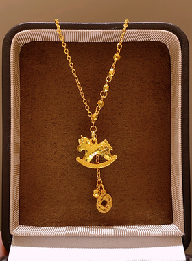 古里雅小马钱币吊坠项链高级感