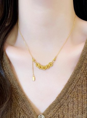 古里雅古法沙金钱币项链高级感