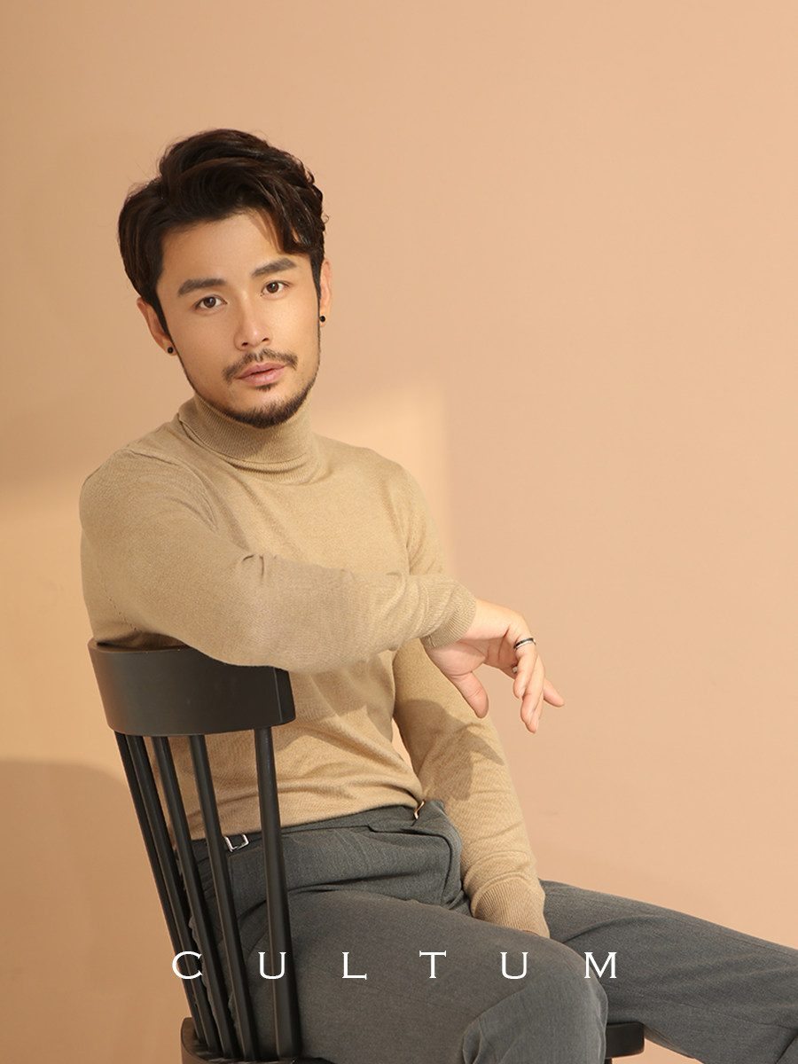 CULTUM高领毛衣男高级感套头毛线衣针织羊毛衫修身内搭薄款打底衫,淘宝优惠券,粉丝福利购,淘宝优惠卷