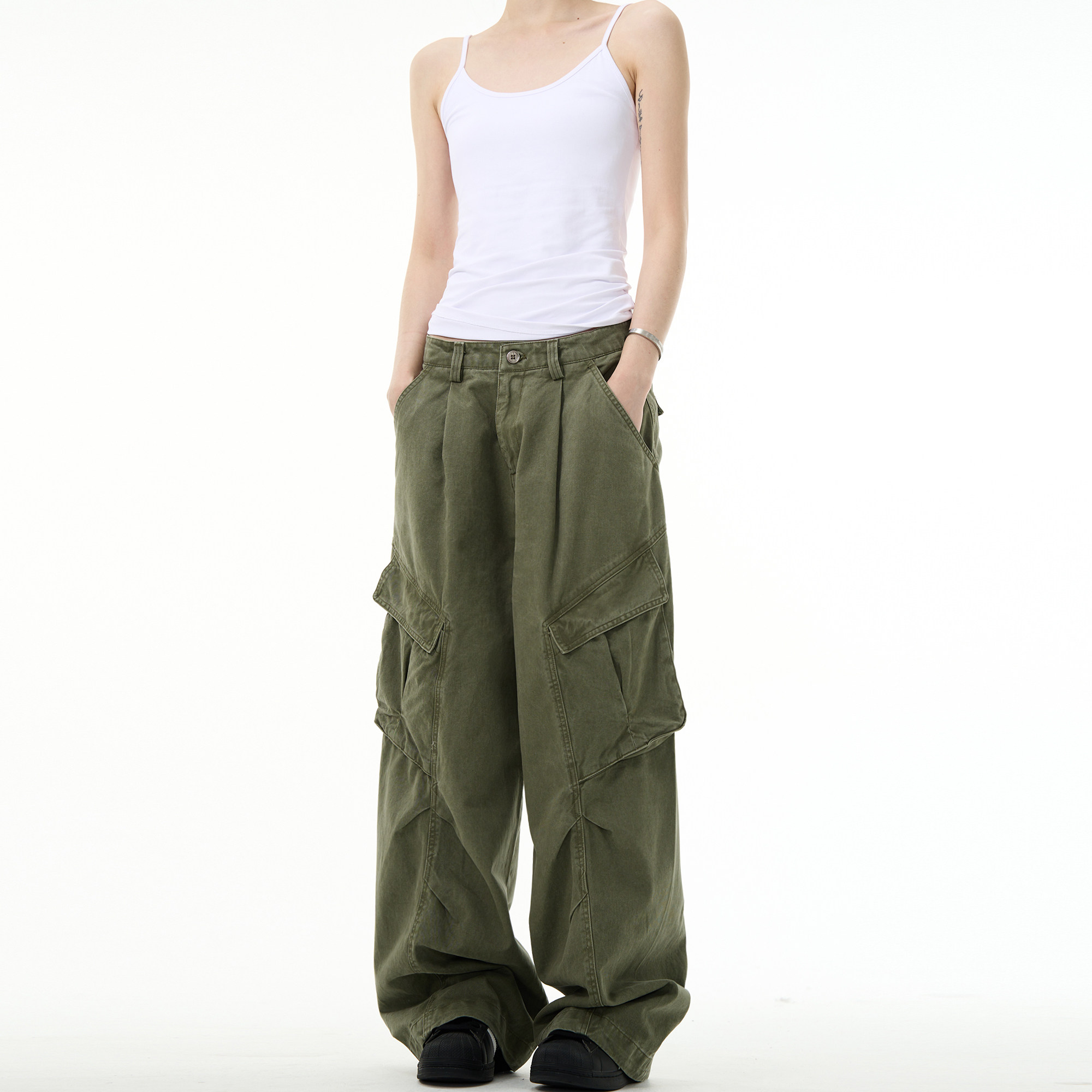 MADWITCH美式复古解构设计感工装裤男女宽松休闲褶皱直筒垂感裤子,淘宝优惠券,粉丝福利购,淘宝优惠卷