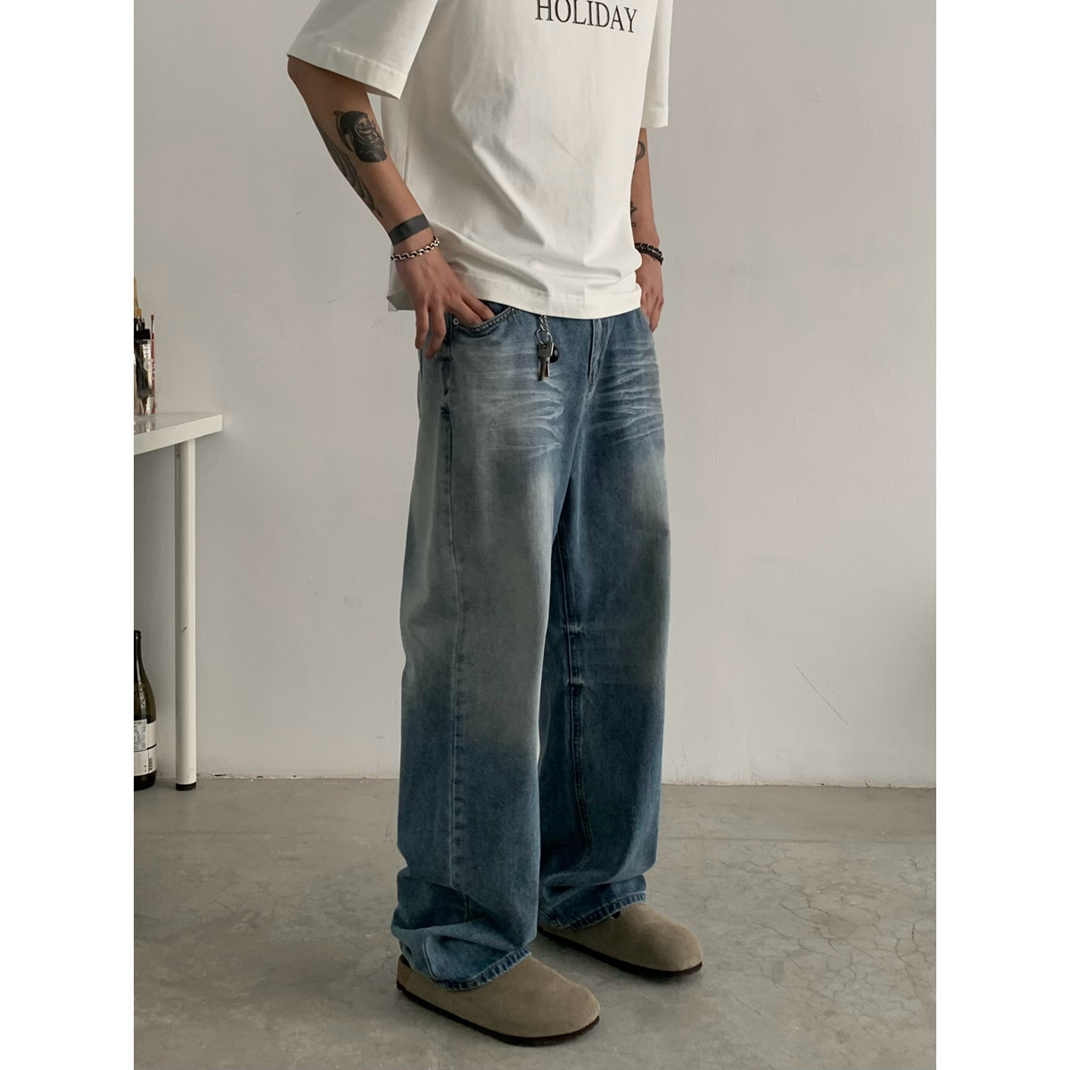 INKNOTS美式复古水洗clean fit直筒牛仔裤男女潮牌宽松休闲长裤,淘宝优惠券,粉丝福利购,淘宝优惠卷