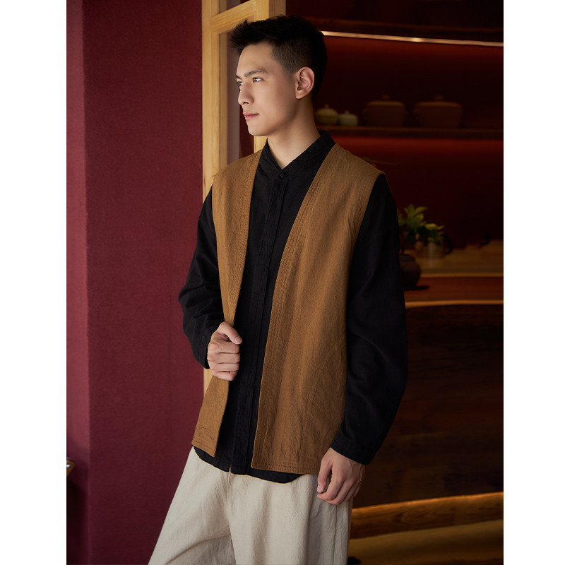 【照本堂】2025冬季新款男装国风新中式15支简约开衫马甲男M12807,淘宝优惠券,粉丝福利购,淘宝优惠卷