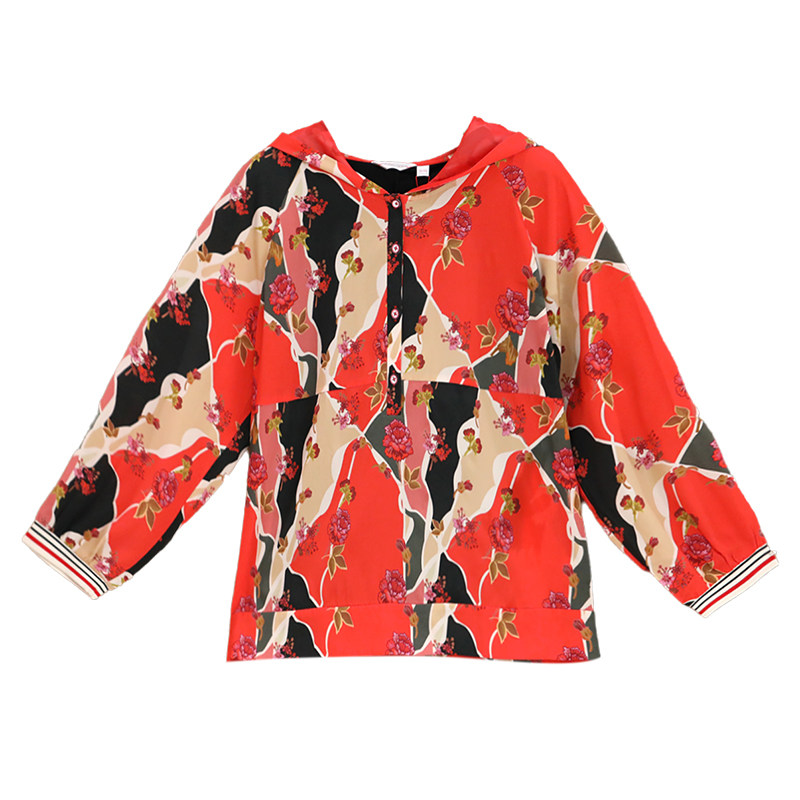 阁兰秀2025秋季新品连帽真丝衬衫轻薄休闲桑蚕丝上衣商场同款女装