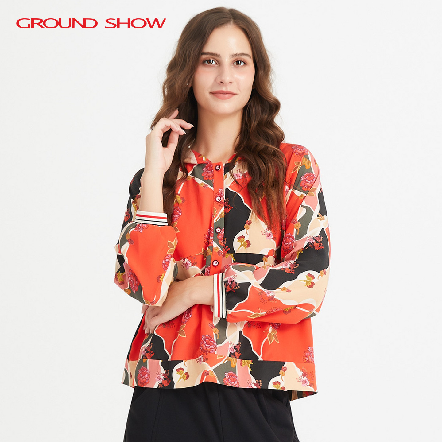 阁兰秀2025秋季新品连帽真丝衬衫轻薄休闲桑蚕丝上衣商场同款女装