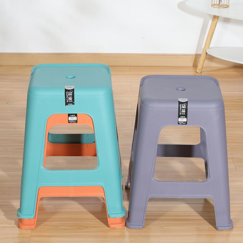 塑料凳子加厚家用特厚现代简约可叠放北欧舒适经济椅子高方凳板凳 - 图1