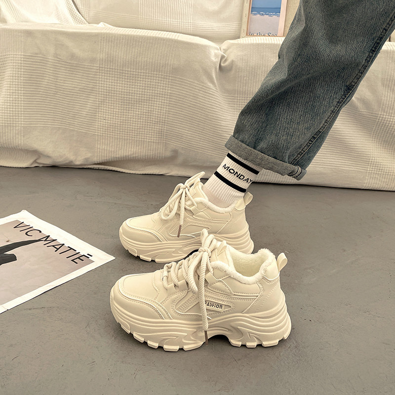 爆款显脚小老爹鞋女厚底小白鞋2025新款春秋季增高港风休闲运动鞋,淘宝优惠券,粉丝福利购,淘宝优惠卷