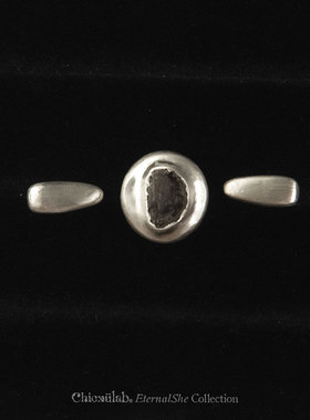 奇虚乐Chicxūlab 天倪Nexus 亚利桑那陨石玻璃镶嵌 双指素银戒指