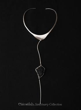 奇虚乐Chicxūlab 雷公墨陨石玻璃 石佩素银项圈