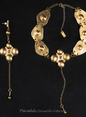 奇虚乐Chicxūlab 宛丘Glade 捷克陨石玻璃镶嵌 黄铜项链