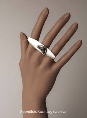 奇虚乐Chicxūlab 阿林陨铁镶嵌 盾牌素银戒指