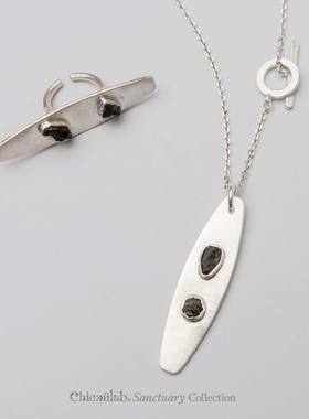 奇虚乐Chicxūlab 火星陨石&月球陨石镶嵌 盾牌素银项链｜定制款