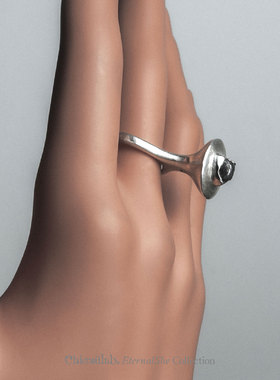 奇虚乐Chicxūlab 几时莲Lotus-When 阿林陨铁镶嵌 素银戒指