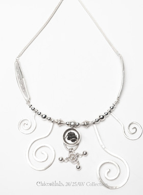 奇虚乐Chicxūlab 琳琅Lakshmi 阿根廷陨铁镶嵌 螺旋纹样素银项链