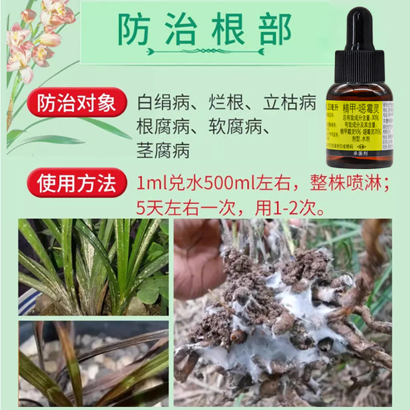 兰花专用杀菌药黑斑病专用药杀虫剂土壤消毒剂防烂根蚧壳虫恶霉灵-图2