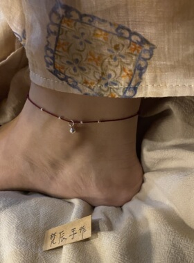 「一步一响」s925纯银铃铛脚链女转运珠好运红绳本命年手链足链女