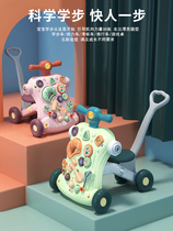 Multifunction schoolbus baby boy trolley anti-type leg side turning 1 year old baby walking walking aid toy 2023
