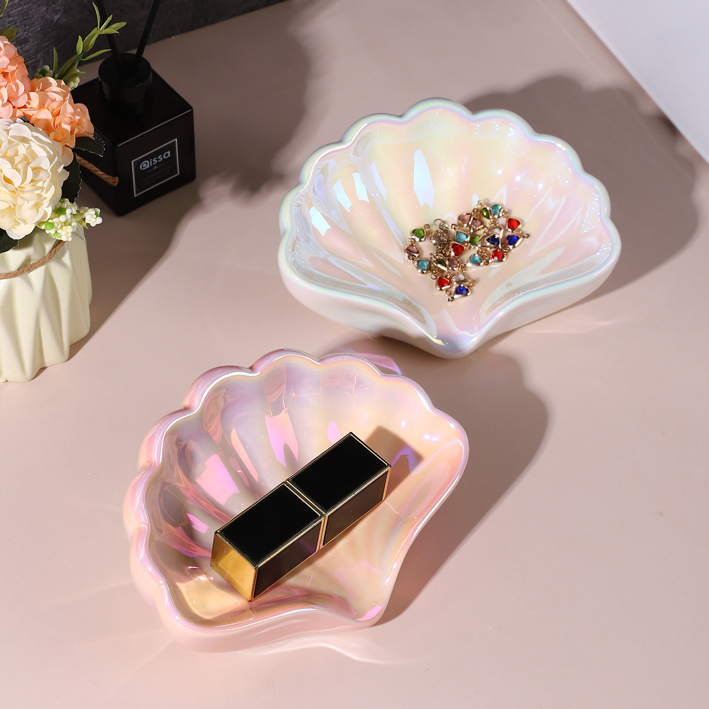 轻奢陶瓷贝壳香皂盒摆件沥水置物架洗衣皂碟家用卫生间装饰高级感,淘宝优惠券,粉丝福利购,淘宝优惠卷