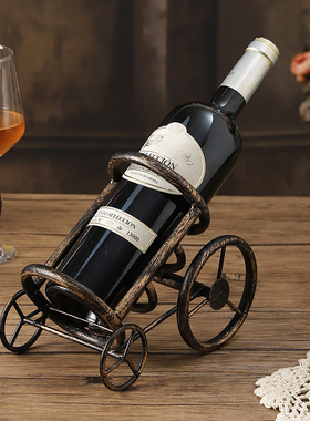 复古铁艺红酒架展示收纳架摆件